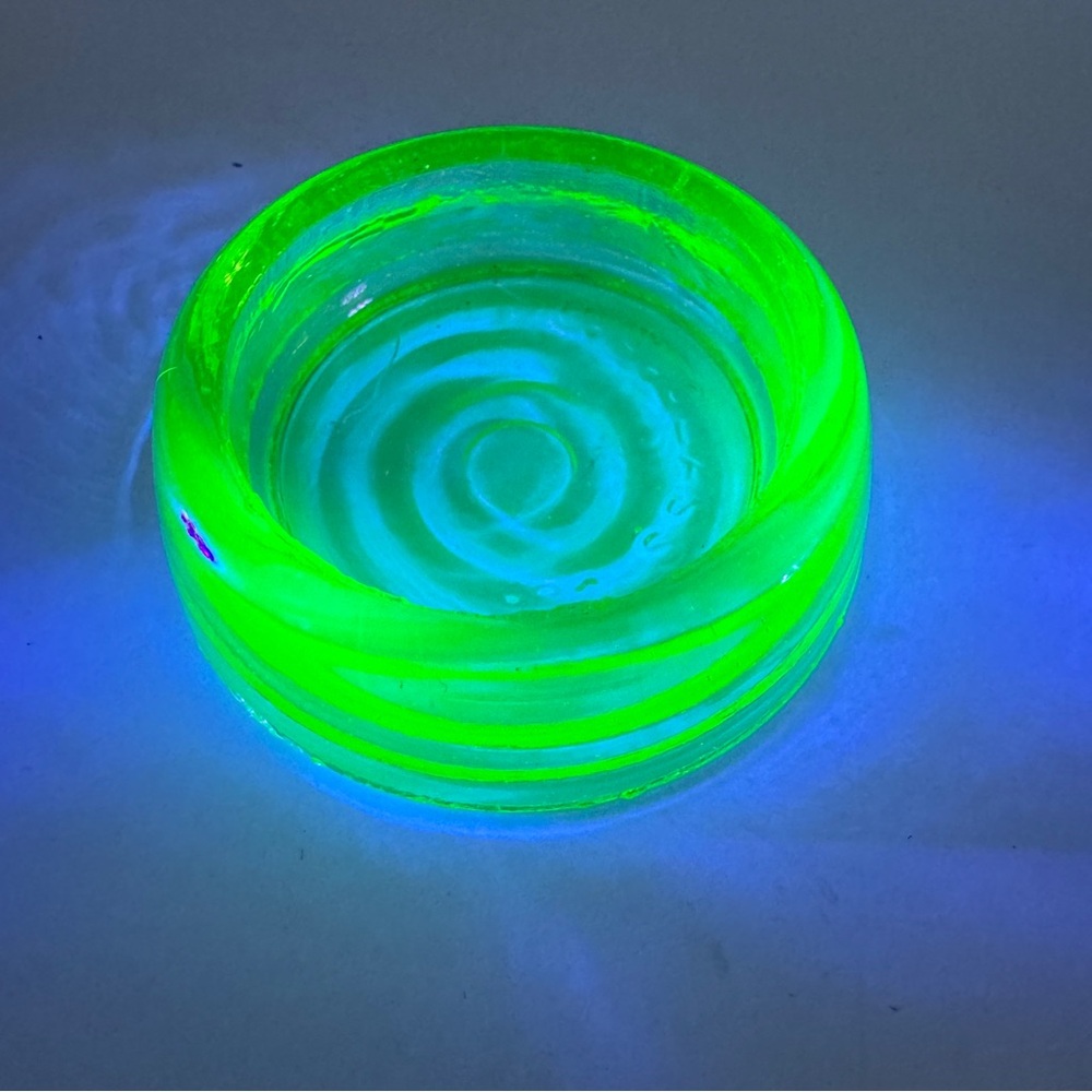 Antique Uranium Glass U.S. Glass Co. Furniture Coaster